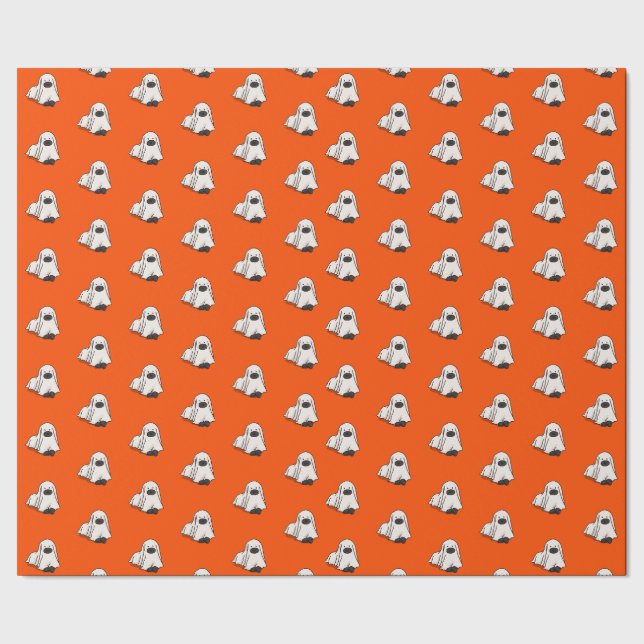 Papier Cadeau Halloween Whimsical Funny Chien Ghost Orange (Couture)