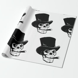 PAPIER CADEAU HALLOWEEN WRAPPER PAPIER SKULL AVEC HAUT CHAPEAU