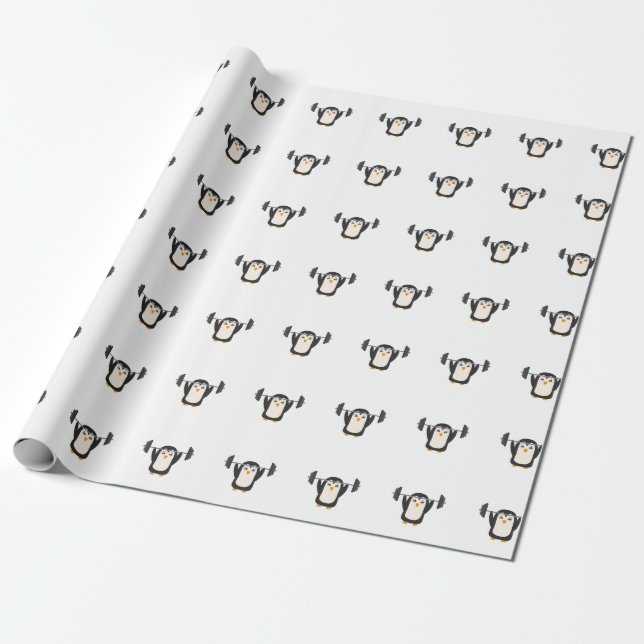 Papier Cadeau Haltérophilie de pingouin (Déroulé)