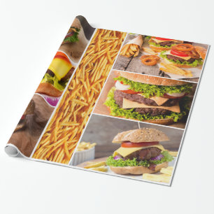 Papier Cadeau Hamburgers et collage d'aliments de préparation