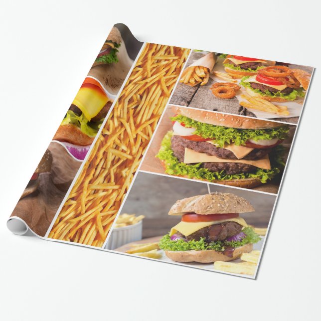 Papier Cadeau Hamburgers et collage d'aliments de préparation (Déroulé)