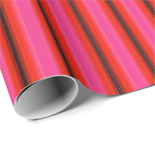 Papier Cadeau HAMbyWG - Papier d'emballage - Bande rose rouge (Coin rond)