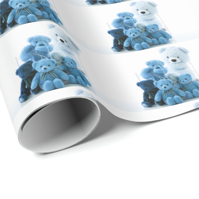 Papier Cadeau HAMbyWG - Papier d'emballage - Nounours bleus (Coin rond)