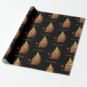 Papier Cadeau Hamster avec Casquette du Parti et Lollipopos sur 