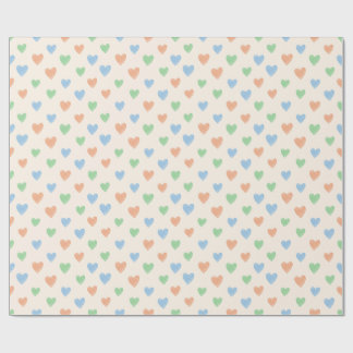 Papier Cadeau Hand Drawn Heart Doodle Pattern Wrapping Paper
