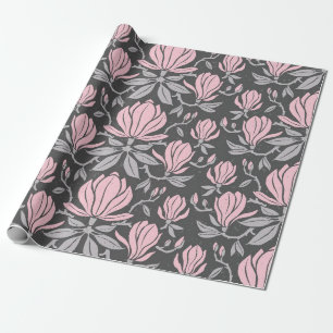 Papier Cadeau Hand-drawn seamless pattern with magnolia flowers.
