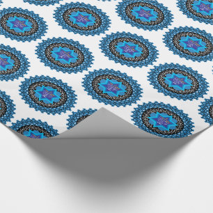 Papier Cadeau Hanoukka heureuse avec papier enveloppant menorah