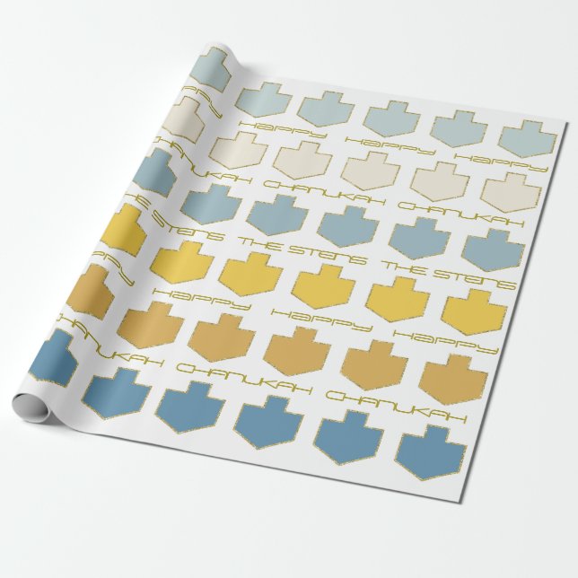 Papier Cadeau Hanoukka Personnaliser le Cadeau "Dreidel Palette" (Déroulé)