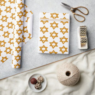 Papier Cadeau HANOUKKA STAR OF DAVID Jewish Holiday Bar Mitzvah