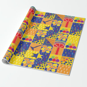 Papier Cadeau Hanoukka Wrapping Paper "Carrés Hanoukka"