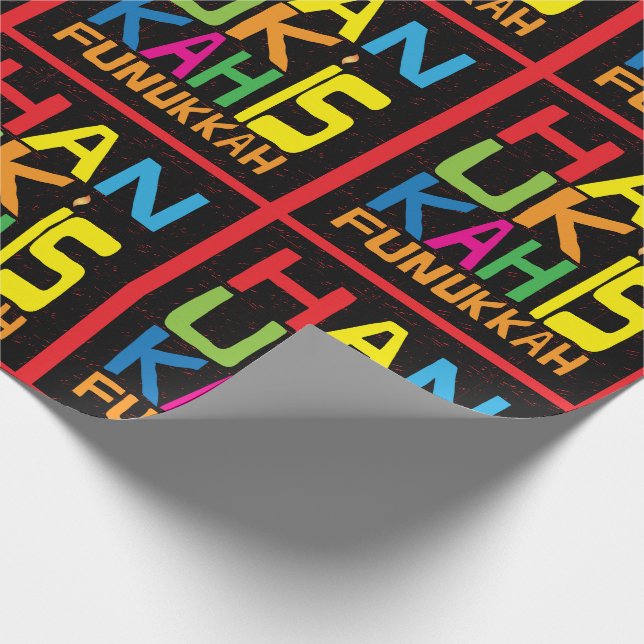 Papier Cadeau Hanoukka Wrapping Paper &quot;Hanoukka is Funukkah&quot; (Coin)
