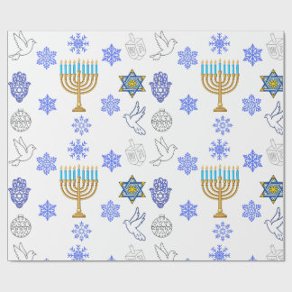 Papier Cadeau Hanukkah Icons Wrapping Paper | Menorah 