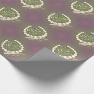 Papier Cadeau "Happy12th Mariage Anniversary" Pearl Graphic