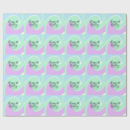 Papier Cadeau Happy 1st birthday pink green blue acrylic pour 