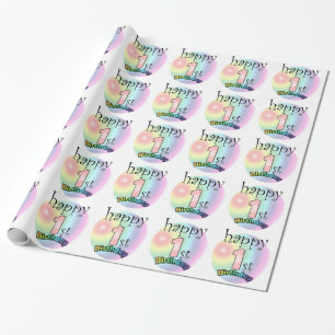 Papier Cadeau Happy 1st Birthday (rose)