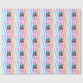 Papier Cadeau Happy 20th Birthday rainbow rustic boho lines phot