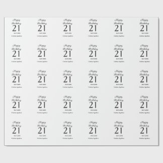 Papier Cadeau Happy 21st birthday bold letter simple name minima