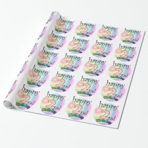 Papier Cadeau Happy 2nd Birthday (rose)