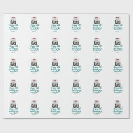 Papier Cadeau Happy 50th anniversary photo turquoise bow name da