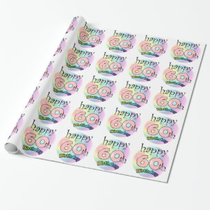 Papier Cadeau Happy 60th Birthday (rose)