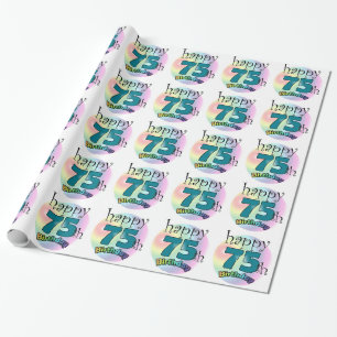 Papier Cadeau Happy 75th Birthday (bleu)