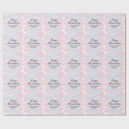 Papier Cadeau Happy anniversary wedding name date year pastel