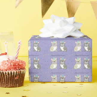 Papier Cadeau Happy birthday French, bulldog