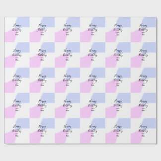 Papier Cadeau Happy birthday pink purple pastel name simple eleg