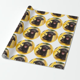 Papier Cadeau Happy Black Lab Puppy on Slide Fun Gift Wrap