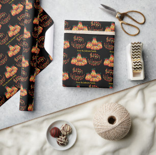 Papier Cadeau Happy Halloween Citrouille papier enveloppant