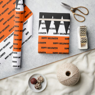 Papier Cadeau Happy Halloween Orange Black Personnalisé