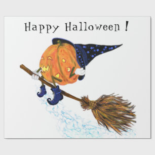 Papier Cadeau Happy Halloween sorcière Citrouille Volant Chambr