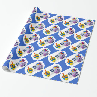 Papier Cadeau Happy Hanoukka Dreidls Cadeaux Envelopper