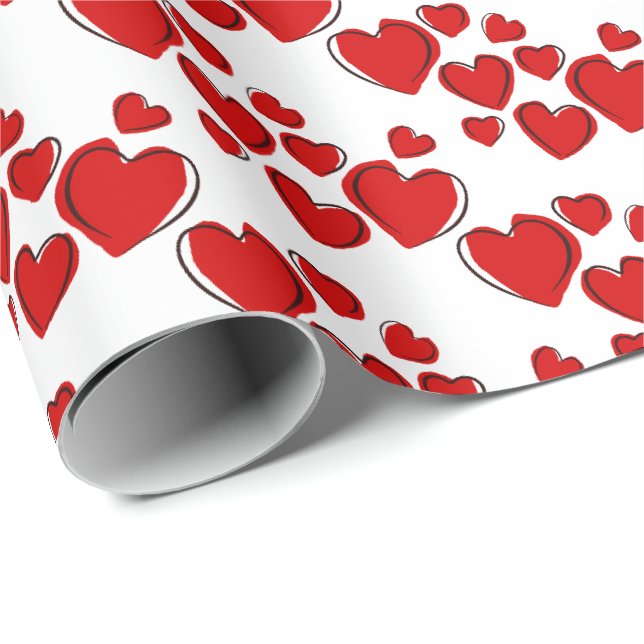 Papier Cadeau Happy Hearts Valentine's Day Wrapping Papier (Coin rond)