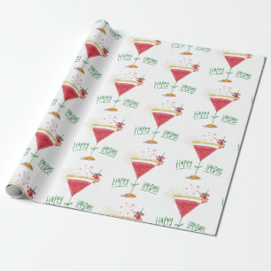 Papier Cadeau happy holiday noël cocktail