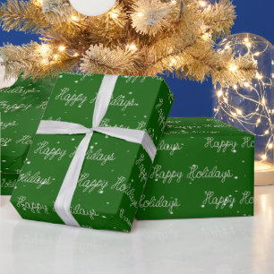 Papier Cadeau Happy Holidays Rope Texte et Snowflakes