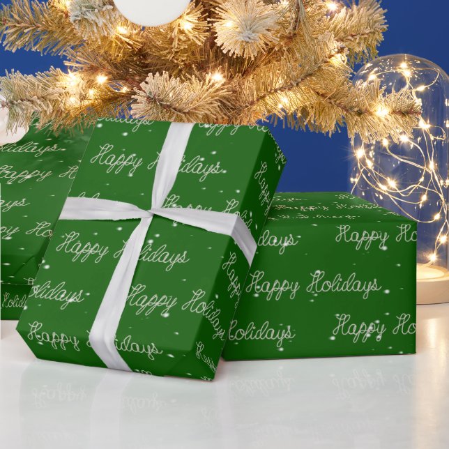 Papier Cadeau Happy Holidays Rope Texte et Snowflakes (Vacances)