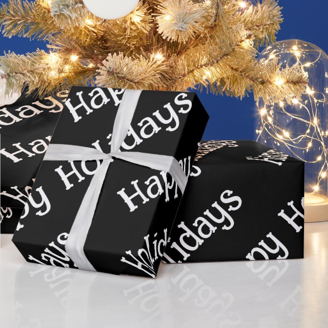 Papier Cadeau Happy Holidays Wrapping Black (Vacances)
