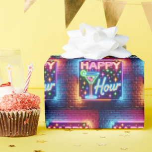 Papier Cadeau Happy Hour Sign On Rainbow Brick