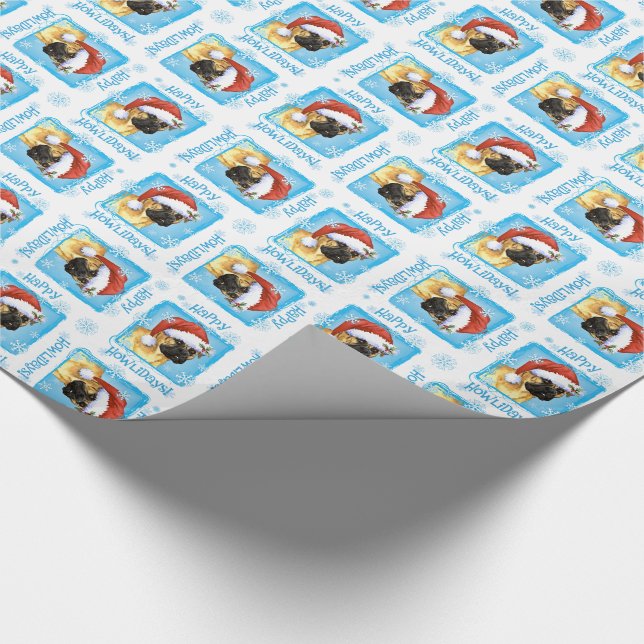 Papier Cadeau Happy Howlidays Bullmastiff (Coin)