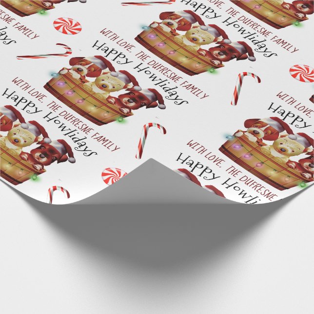 Papier Cadeau Happy Howlidays Papier d'emballage personnalisé (Coin)