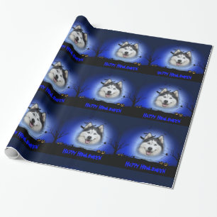 Papier Cadeau Happy Howloween Husky