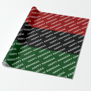Papier Cadeau Happy Kwanzaa Red Black Green Pan African 