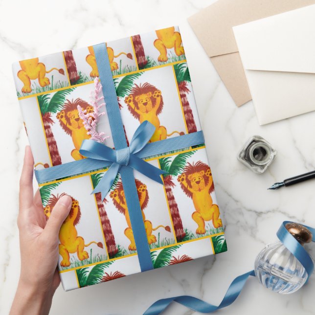 Papier Cadeau Happy Lion Watercolor Art (Cadeaux)
