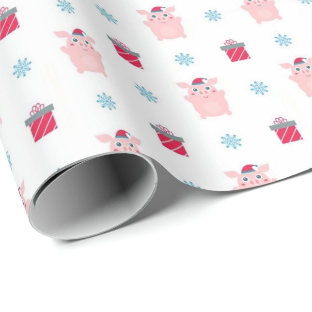 Papier Cadeau Happy Piggy Wrapper Papier (Coin rond)