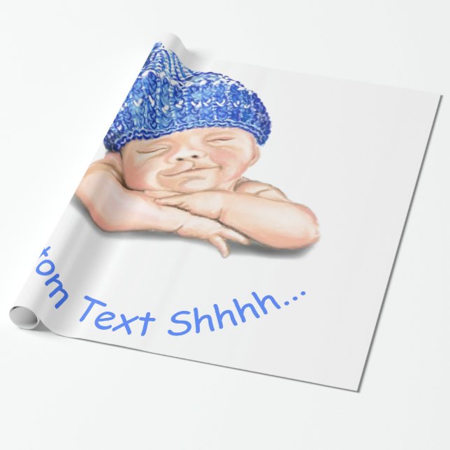 Papier Cadeau Happy Sleeping Baby Wrapping Papier Votre Nom de t (Déroulé)