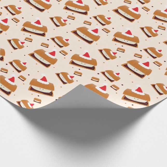 Papier Cadeau Happy S'more Santa Hats Nourriture Noël (Coin)