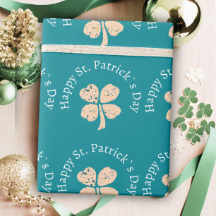 Papier Cadeau Happy St. Patrick`s Day Shamrock Clover