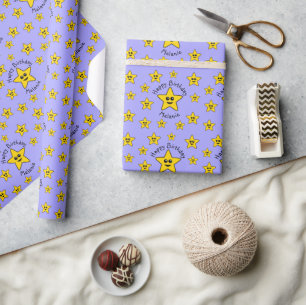 Papier Cadeau Happy Star Birthday Wrapper Paper