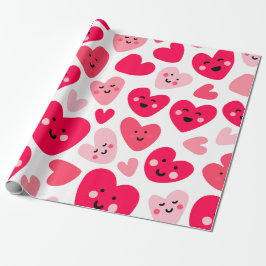Papier Cadeau Happy valentine day Funny Pink Red hearts 